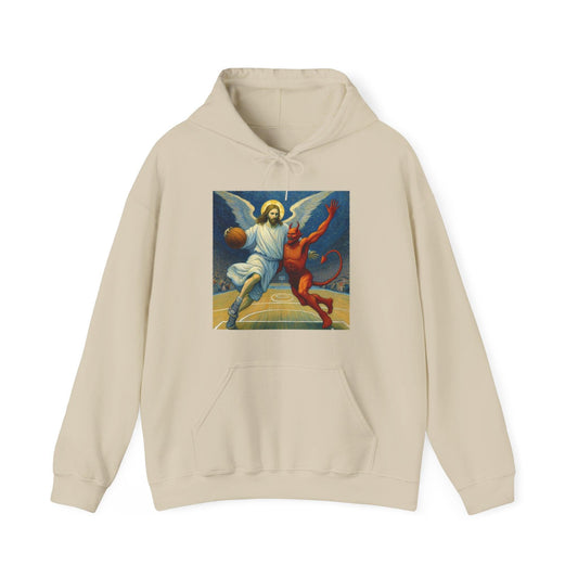 Jesus Vs Satan Basketball Hoodie | Faith-Inspired Sportswear - Stylfer