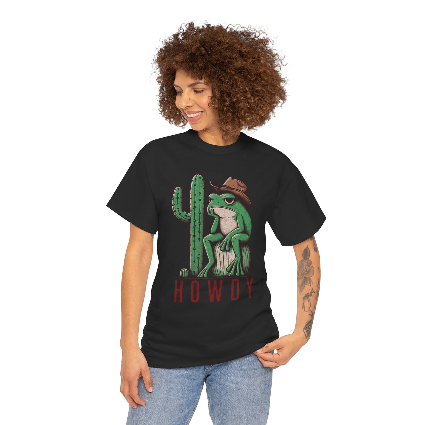 Funny Frog Cowboy T-Shirt | 'Howdy' Western Graphic Tee for Men & Women