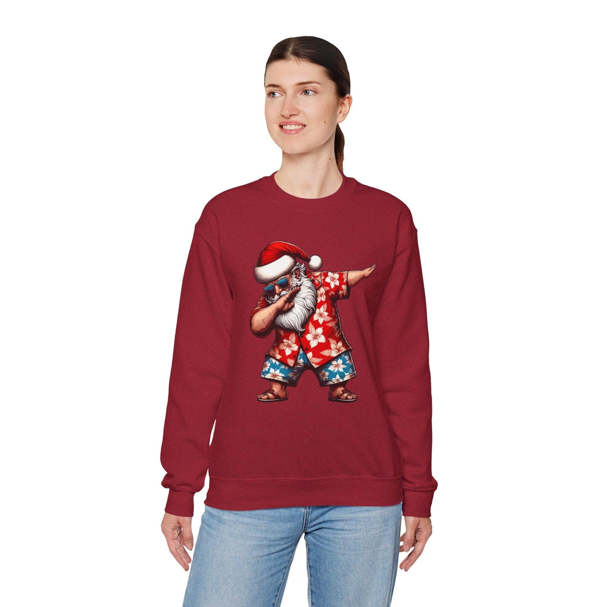 Hawaiian Dabbing Santa | Funny Christmas Sweatshirt for Cozy Festivities - Stylfer