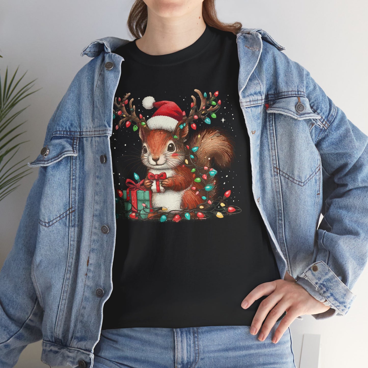 Funny Squirrel Christmas Shirt | Cute Xmas Lights Holiday Santa Tee - Stylfer