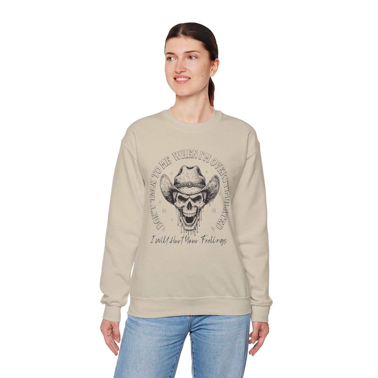 Skull Sweatshirt – "Don’t Talk to Me When I’m Overstimulated" Funny Retro Crewneck - Stylfer