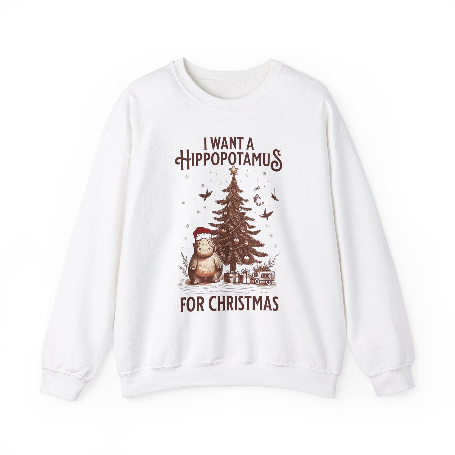 I Want Hippopotamus For Christmas Sweatshirt | Festive Holiday Humor - Stylfer