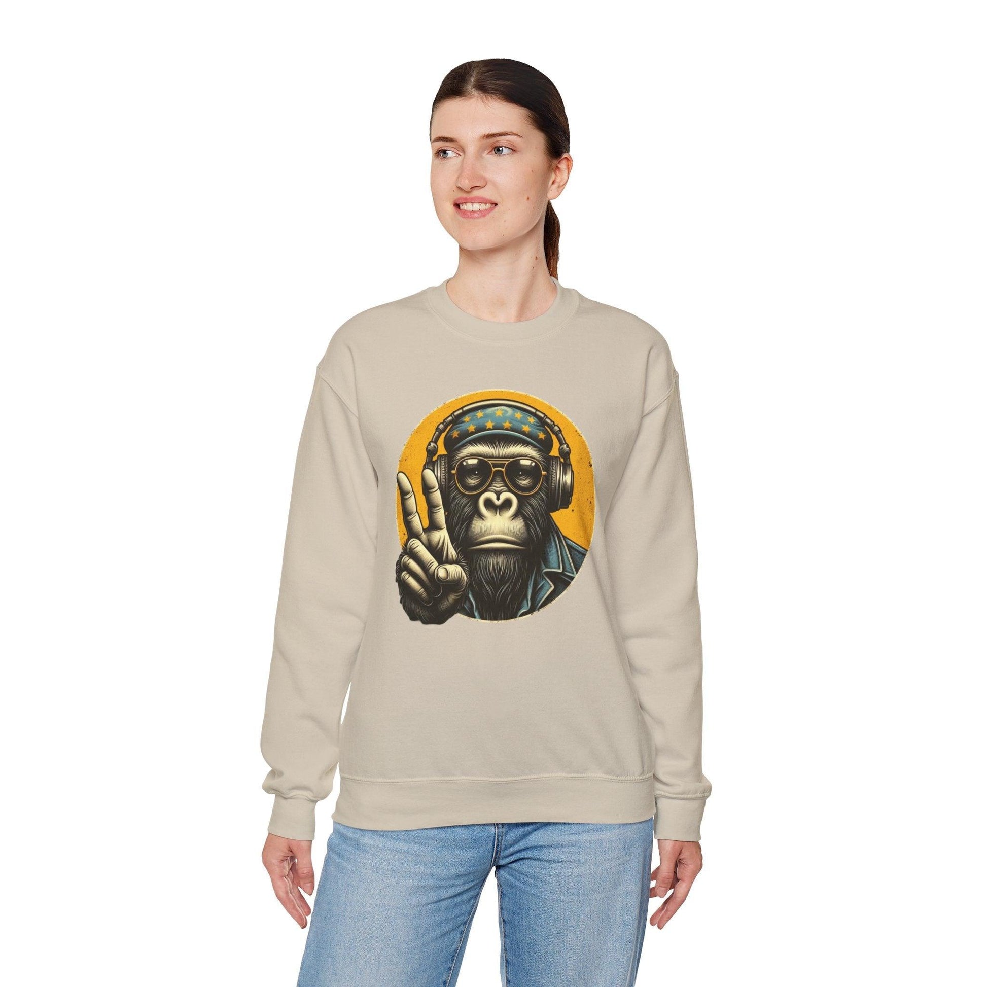 Cool Monkey Sweatshirt | Funky Monkey Face Sweatshirt for Men & Women - Stylfer