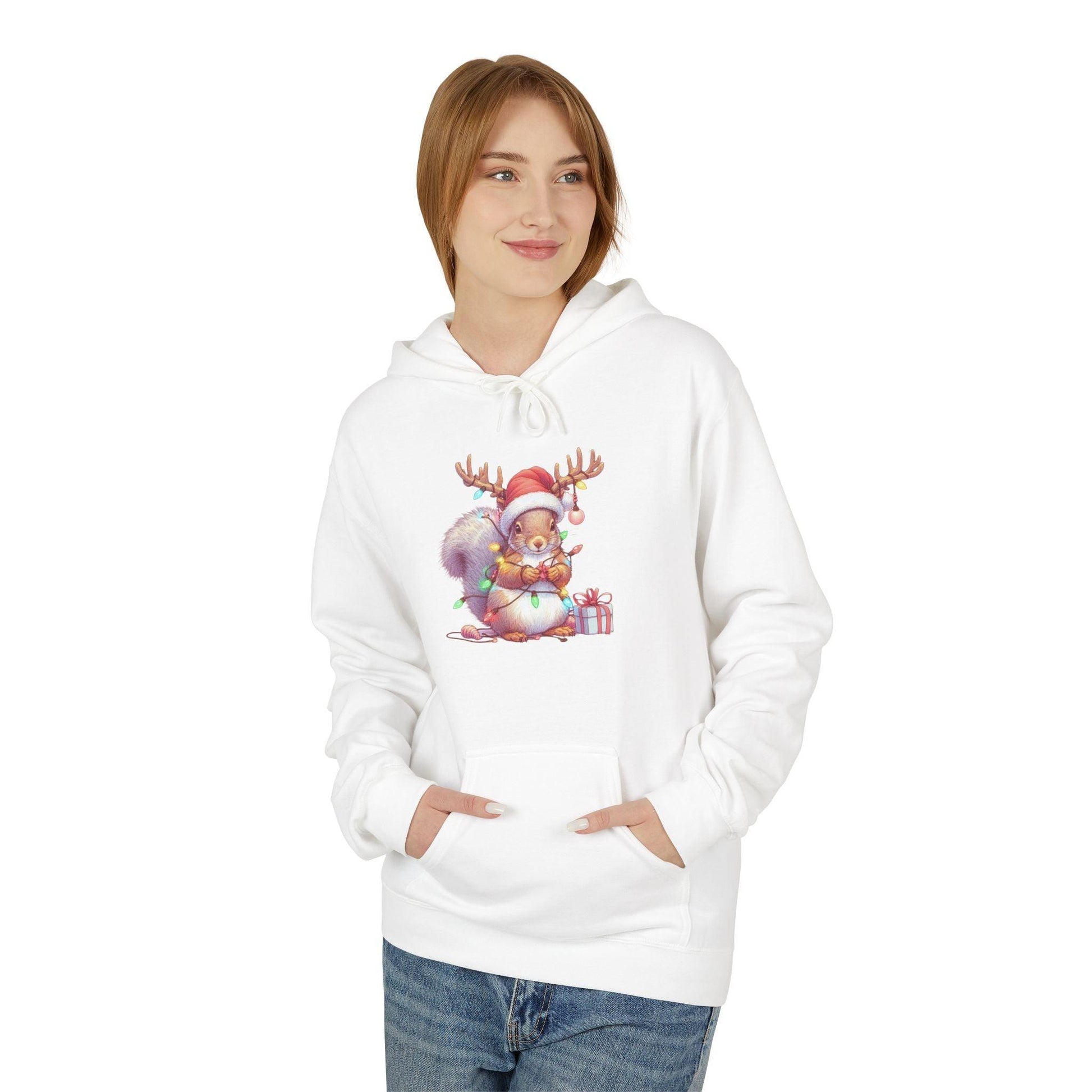 Squirrel Funny Christmas Hoodie | Cute Xmas Lights Holiday Santa Shirt - Stylfer