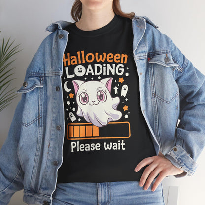 Cat Ghost Funny Shirt | Humorous Halloween Loading Holiday Tee - Stylfer