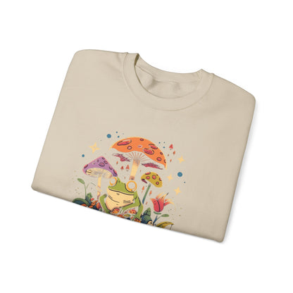 Frog on Mushrooms Sweatshirt | Cozy Whimsical Frog Lover Pullover