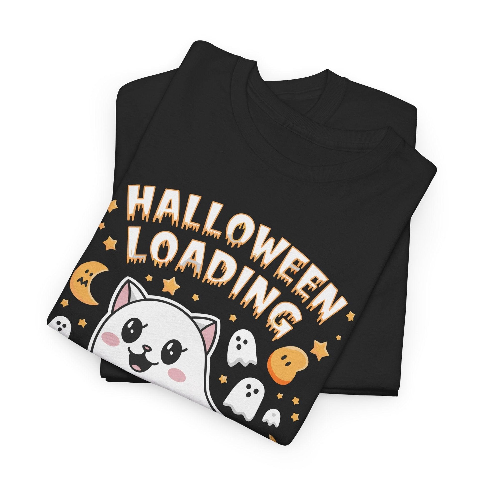 Cat Ghost Funny Shirt | Humorous Halloween Loading Graphic Tee - Stylfer