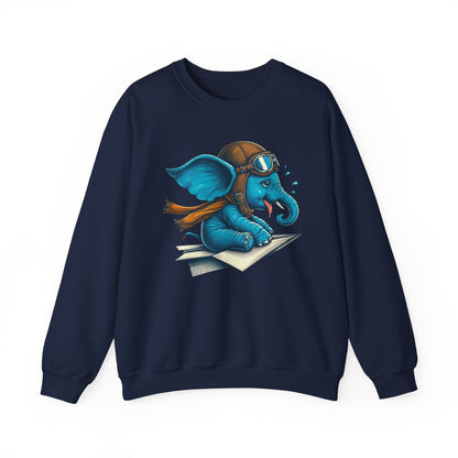 Cute Baby Pilot Elephant Sweatshirt | Cozy Adventure Animal Paper Airplane Design