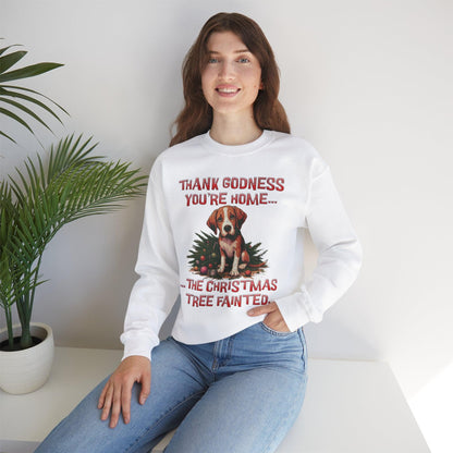 Thank Godness You're Home Christmas Sweatshirt | Funny Dog Sweater - Stylfer