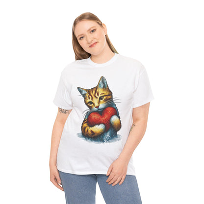 Valentines Day Cute Cat Love T-Shirt - Stylfer