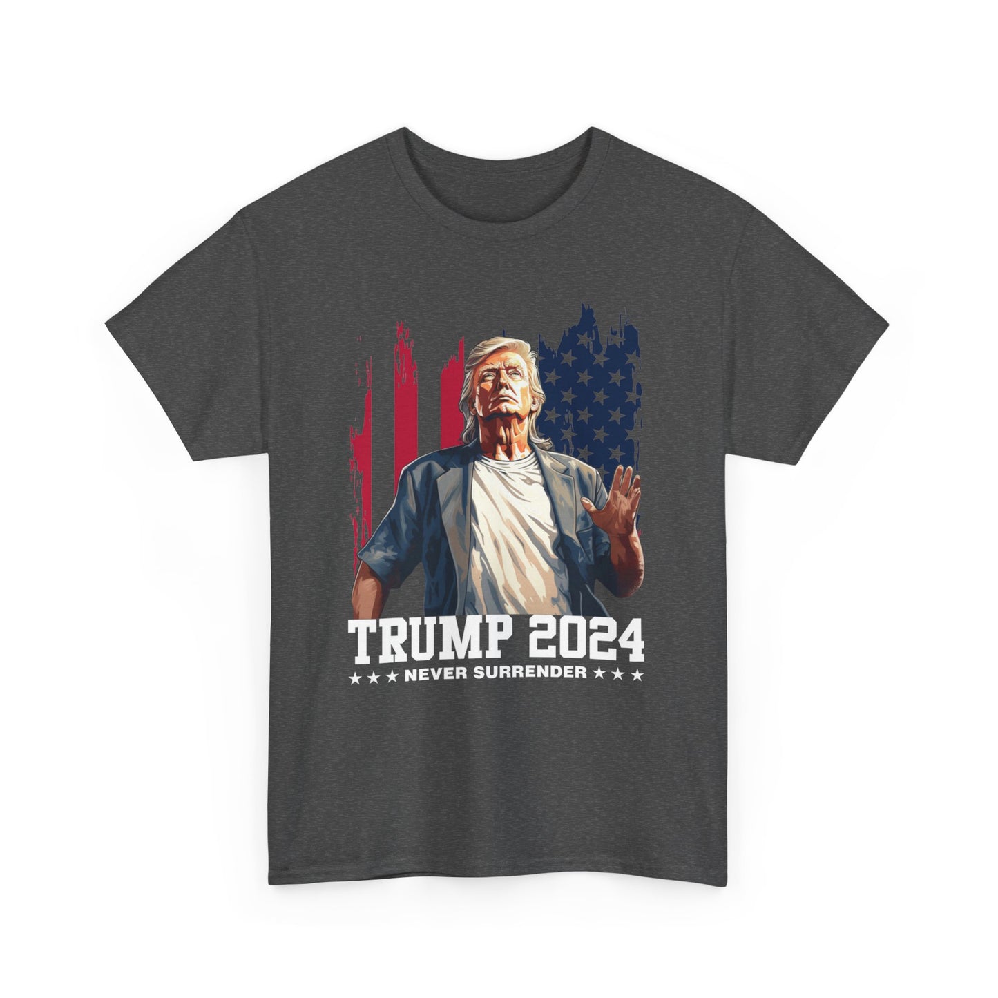 Trump 2024 Never Surrender T-Shirt – Patriotic Graphic Tee