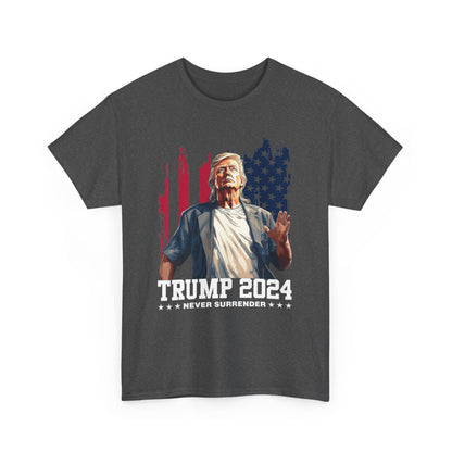 Trump 2024 Never Surrender T-Shirt – Patriotic Graphic Tee