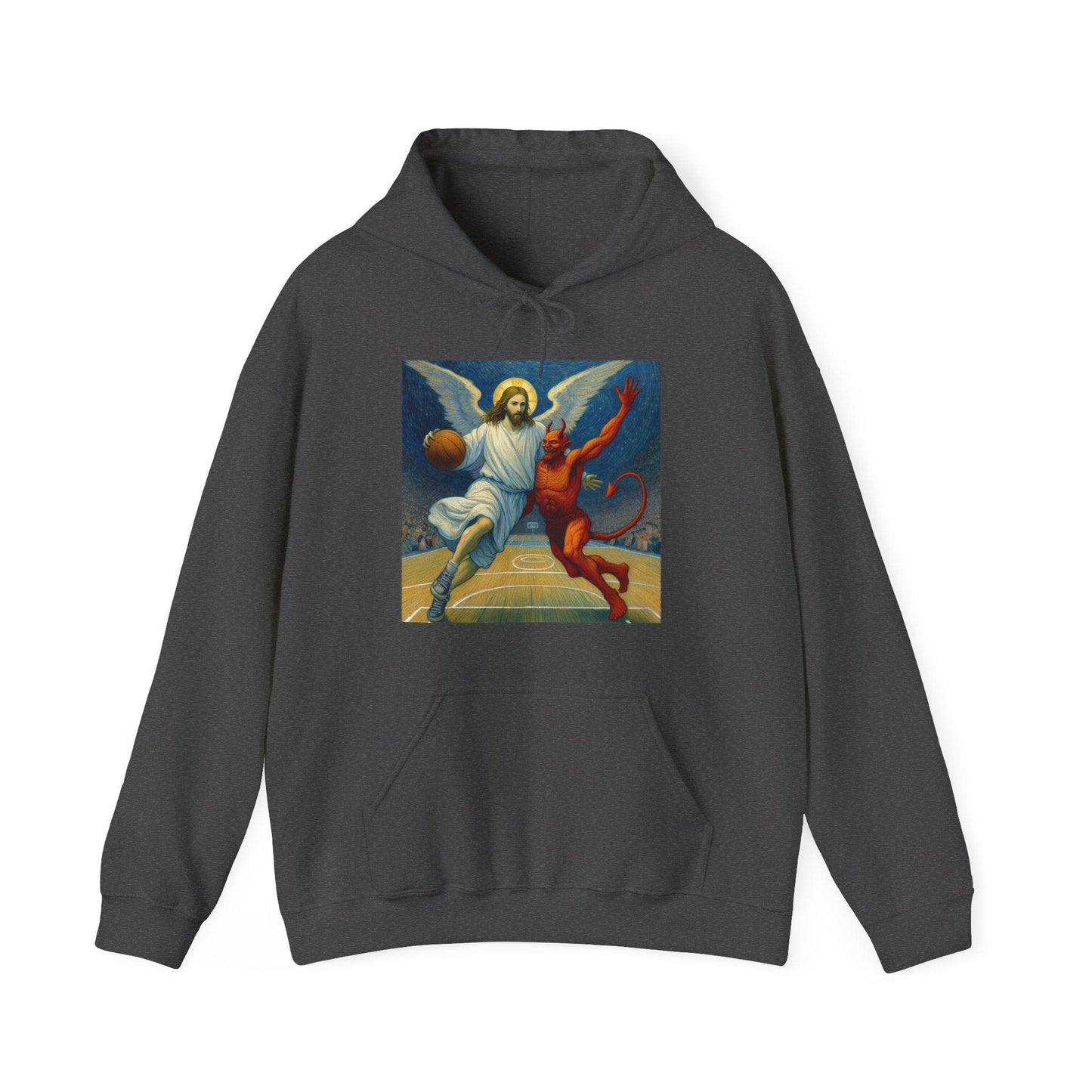 Jesus Vs Satan Basketball Hoodie | Faith-Inspired Sportswear - Stylfer