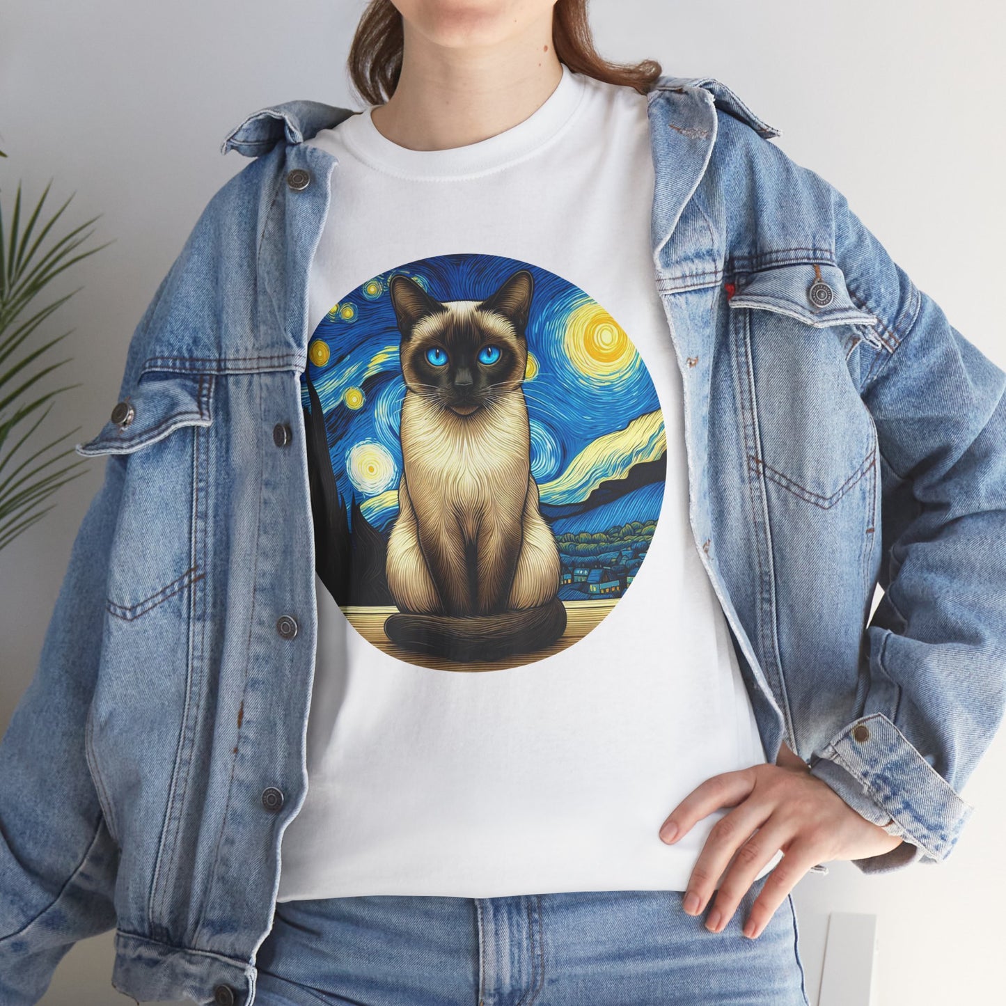 Siamese Cat T-shirt – Vintage Van Gogh Style Shirt for Cat Lovers