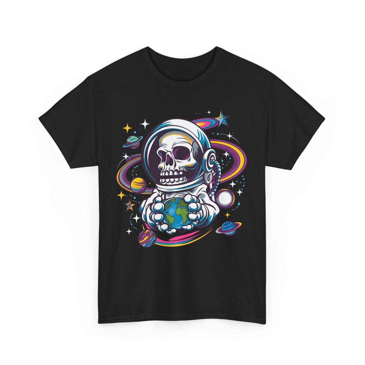 Skeleton Astronaut Shirt | Funny Galaxy Halloween Graphic Tee - Stylfer