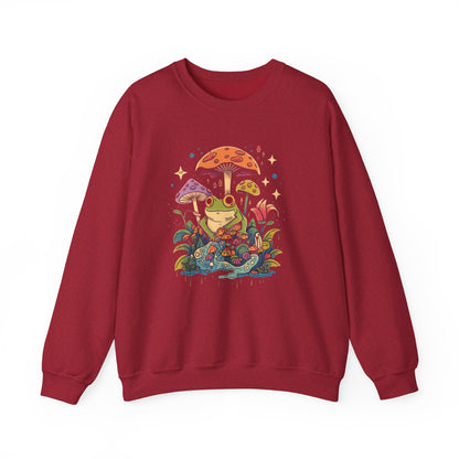 Frog on Mushrooms Sweatshirt | Cozy Whimsical Frog Lover Pullover