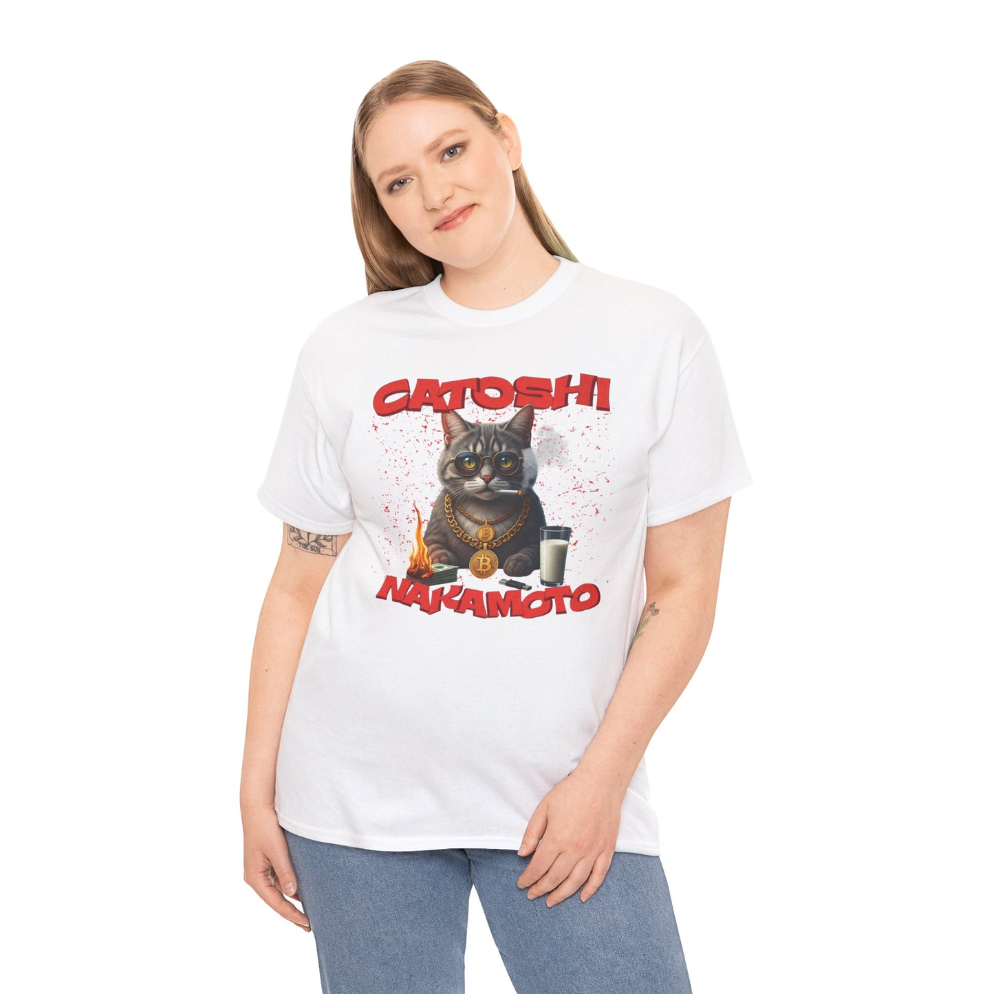 Catoshi Nakamoto Funny T-Shirt – Bitcoin Meme Cat Graphic Tee