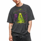 SF_COLOR=dark-heather; SF_ITEM=adult-t-shirt; SF_ROLE=gallery; Alien Abduction UFO T-Shirt Neon Tractor Beam Space Moon Sci Fi Apparel - Dark Heather Adult T-Shirt product image