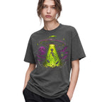 SF_COLOR=dark-heather; SF_ITEM=adult-t-shirt; SF_ROLE=gallery; Alien Abduction UFO T-Shirt Neon Tractor Beam Space Moon Sci Fi Apparel - Dark Heather Adult T-Shirt product image