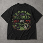 SF_COLOR=black; SF_ITEM=adult-t-shirt; SF_ROLE=main; All Plants Are Edible Mushrooms T-Shirt Skull Poisonous Plants Graphic Tee - Black Adult T-Shirt product image