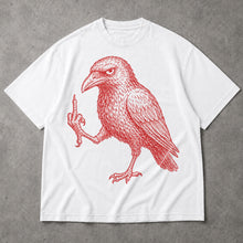 SF_COLOR=white; SF_ITEM=adult-t-shirt; SF_ROLE=main; Angry Crow Flipping The Bird T-Shirt Funny Sarcastic Raven Middle Finger Apparel - White Adult T-Shirt product image