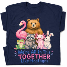 SF_COLOR=navy; SF_ITEM=adult-t-shirt; SF_ROLE=gallery; Animals Together Like Hostages Flamingo Bear T-Shirt Funny Cute Crew Tee - Navy Adult T-Shirt product image