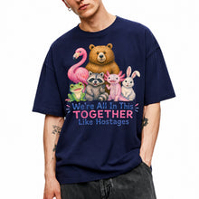 SF_COLOR=navy; SF_ITEM=adult-t-shirt; SF_ROLE=main; Animals Together Like Hostages Flamingo Bear T-Shirt Funny Cute Crew Tee - Navy Adult T-Shirt product image