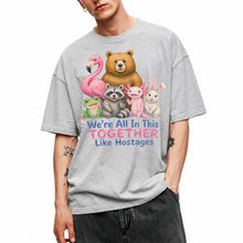 SF_COLOR=sport-grey; SF_ITEM=adult-t-shirt; SF_ROLE=main; Animals Together Like Hostages Flamingo Bear T-Shirt Funny Cute Crew Tee - Sport Grey Adult T-Shirt product image