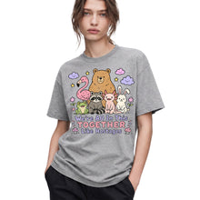 SF_COLOR=sport-grey; SF_ITEM=adult-t-shirt; SF_ROLE=gallery; Animals Together Like Hostages Bear Raccoon T-Shirt Cute Funny Group Tee - Sport Grey Adult T-Shirt product image