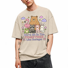 SF_COLOR=sand; SF_ITEM=adult-t-shirt; SF_ROLE=main; Animals Together Like Hostages Bear Raccoon T-Shirt Cute Funny Group Tee - Sand Adult T-Shirt product image