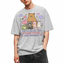 SF_COLOR=sport-grey; SF_ITEM=adult-t-shirt; SF_ROLE=main; Animals Together Like Hostages Bear Raccoon T-Shirt Cute Funny Group Tee - Sport Grey Adult T-Shirt product image