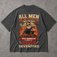 SF_COLOR=dark-heather; SF_ITEM=adult-t-shirt; SF_ROLE=main; Barbecue Like A Boss In Seventies T-Shirt Funny Grilling Retiret Apparel - Dark Heather Adult T-Shirt product image
