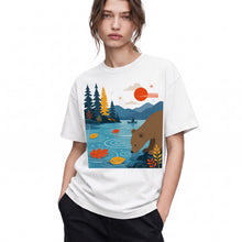 SF_COLOR=white; SF_ITEM=adult-t-shirt; SF_ROLE=gallery; Bear Drinking Lake Canoe T-Shirt Funny Wilderness Animal Tee - White Adult T-Shirt product image