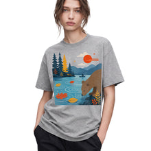 SF_COLOR=sport-grey; SF_ITEM=adult-t-shirt; SF_ROLE=gallery; Bear Drinking Lake Canoe T-Shirt Funny Wilderness Animal Tee - Sport Grey Adult T-Shirt product image