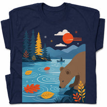 SF_COLOR=navy; SF_ITEM=adult-t-shirt; SF_ROLE=gallery; Bear Drinking Lake Canoe T-Shirt Funny Wilderness Animal Tee - Navy Adult T-Shirt product image