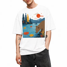SF_COLOR=white; SF_ITEM=adult-t-shirt; SF_ROLE=main; Bear Drinking Lake Canoe T-Shirt Funny Wilderness Animal Tee - White Adult T-Shirt product image