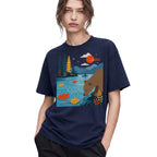 SF_COLOR=navy; SF_ITEM=adult-t-shirt; SF_ROLE=gallery; Bear Drinking Lake Canoe T-Shirt Funny Wilderness Animal Tee - Navy Adult T-Shirt product image