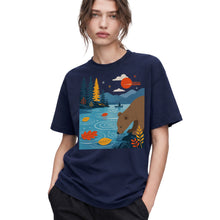 SF_COLOR=navy; SF_ITEM=adult-t-shirt; SF_ROLE=gallery; Bear Drinking Lake Canoe T-Shirt Funny Wilderness Animal Tee - Navy Adult T-Shirt product image