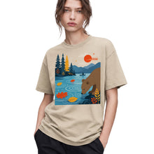 SF_COLOR=sand; SF_ITEM=adult-t-shirt; SF_ROLE=gallery; Bear Drinking Lake Canoe T-Shirt Funny Wilderness Animal Tee - Sand Adult T-Shirt product image