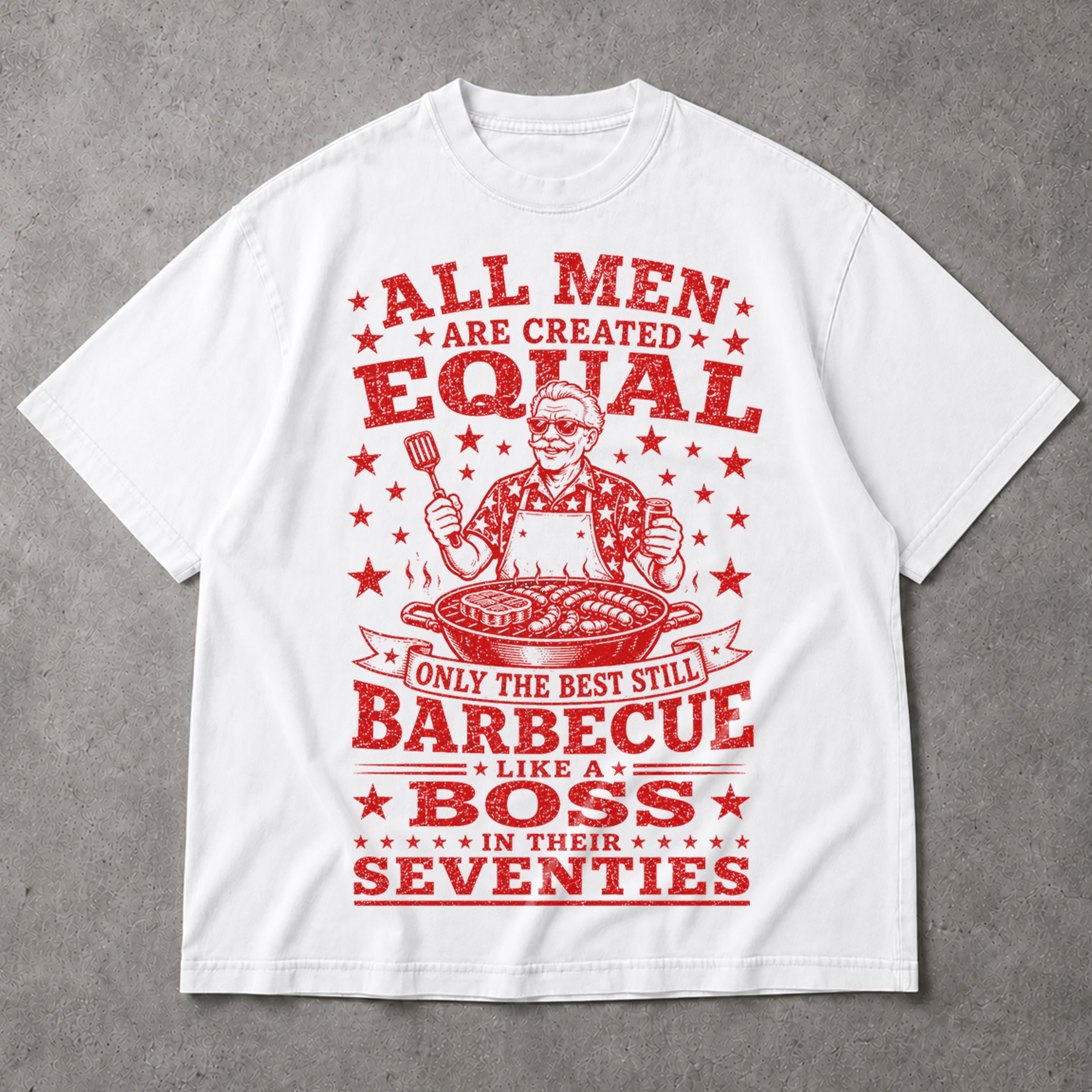 SF_COLOR=white; SF_ITEM=adult-t-shirt; SF_ROLE=main; Best Barbecue In Seventies T-Shirt Funny Grilling BBQ Boss Retiret Tee - White Adult T-Shirt product image