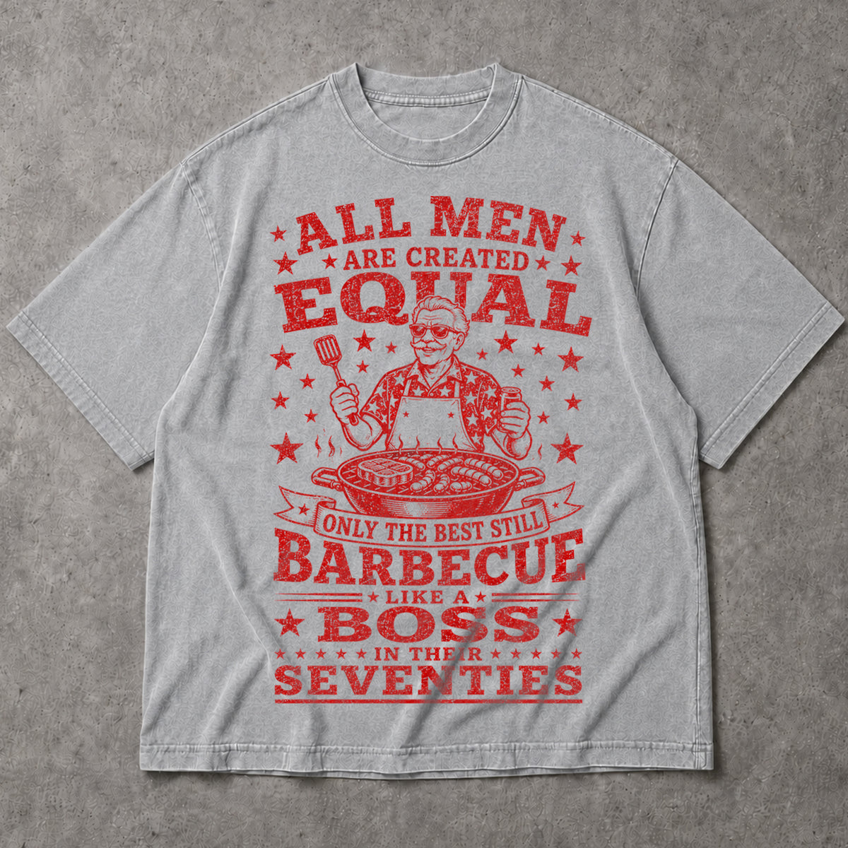 SF_COLOR=sport-grey; SF_ITEM=adult-t-shirt; SF_ROLE=main; Best Barbecue In Seventies T-Shirt Funny Grilling BBQ Boss Retiret Tee - Sport Grey Adult T-Shirt product image