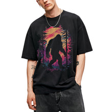 SF_COLOR=black; SF_ITEM=adult-t-shirt; SF_ROLE=main; Bigfoot Sasquatch Forest Sunset Silhouette T-Shirt Cryptid Nature Hiking Tee - Black Adult T-Shirt product image