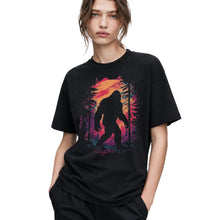 SF_COLOR=black; SF_ITEM=adult-t-shirt; SF_ROLE=gallery; Bigfoot Sasquatch Forest Sunset Silhouette T-Shirt Cryptid Nature Hiking Tee - Black Adult T-Shirt product image