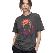 SF_COLOR=dark-heather; SF_ITEM=adult-t-shirt; SF_ROLE=gallery; Bigfoot Sasquatch Forest Sunset Silhouette T-Shirt Cryptid Nature Hiking Tee - Dark Heather Adult T-Shirt product image