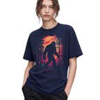 SF_COLOR=navy; SF_ITEM=adult-t-shirt; SF_ROLE=gallery; Bigfoot Sasquatch Forest Sunset Silhouette T-Shirt Cryptid Nature Hiking Tee - Navy Adult T-Shirt product image