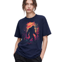 SF_COLOR=navy; SF_ITEM=adult-t-shirt; SF_ROLE=gallery; Bigfoot Sasquatch Forest Sunset Silhouette T-Shirt Cryptid Nature Hiking Tee - Navy Adult T-Shirt product image