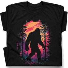 SF_COLOR=black; SF_ITEM=adult-t-shirt; SF_ROLE=gallery; Bigfoot Sasquatch Forest Sunset Silhouette T-Shirt Cryptid Nature Hiking Tee - Black Adult T-Shirt product image