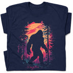 SF_COLOR=navy; SF_ITEM=adult-t-shirt; SF_ROLE=gallery; Bigfoot Sasquatch Forest Sunset Silhouette T-Shirt Cryptid Nature Hiking Tee - Navy Adult T-Shirt product image