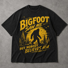 SF_COLOR=black; SF_ITEM=adult-t-shirt; SF_ROLE=main; Bigfoot Saw Me But Nobody Believes Him T-Shirt Funny Sasquatch Nature Tee - Black Adult T-Shirt product image