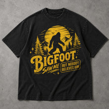 SF_COLOR=black; SF_ITEM=adult-t-shirt; SF_ROLE=main; Bigfoot Saw Me But Nobody Believes Him T-Shirt Sasquatch Nature Silhouette Tee - Black Adult T-Shirt product image